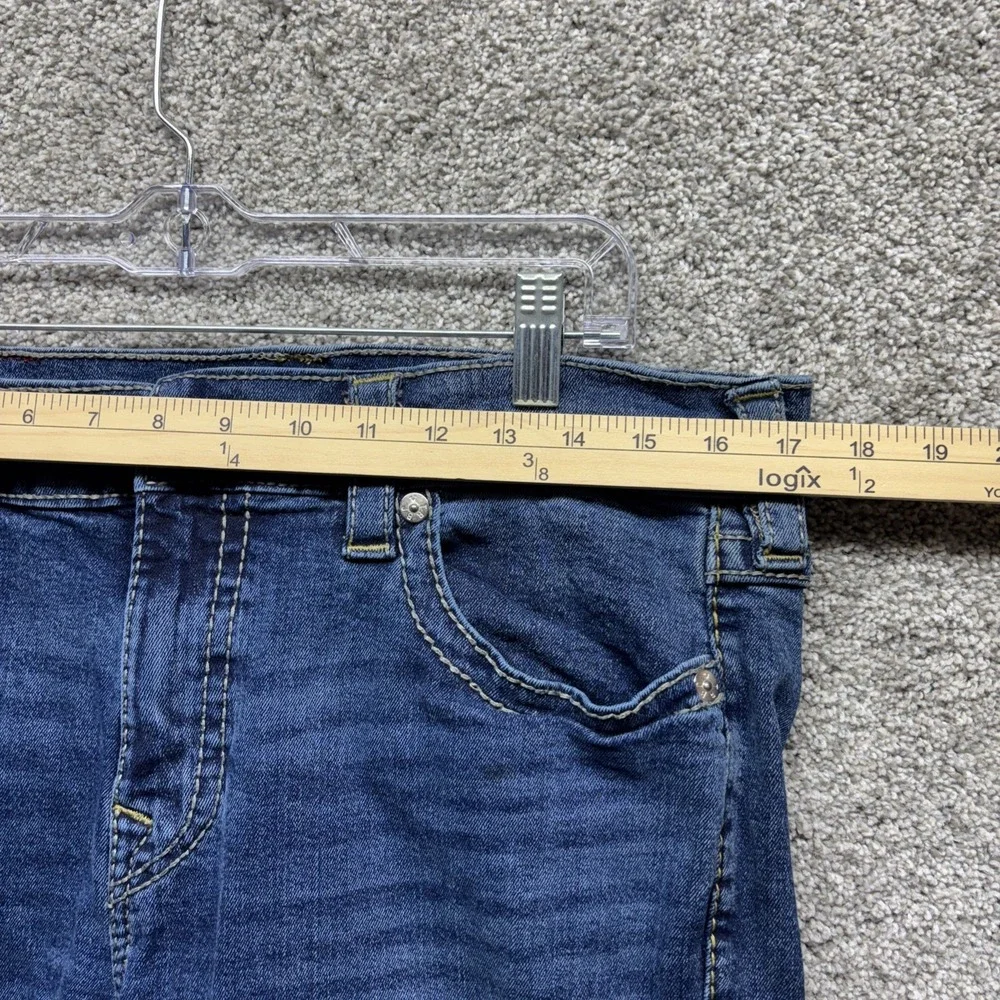 True Religion Rocco Relaxed Skinny Jeans Blue‎ 34x32 Men's Flap Button Denim EUC